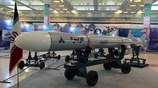 Iranian new cruise missile Hoveizeh is displayed during a weaponry and military equipment exhibition in Tehran, Iran, 02 February, 2019