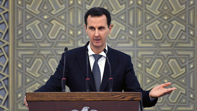 נשיא סוריה בשאר אסד נאום (צילום: AP)