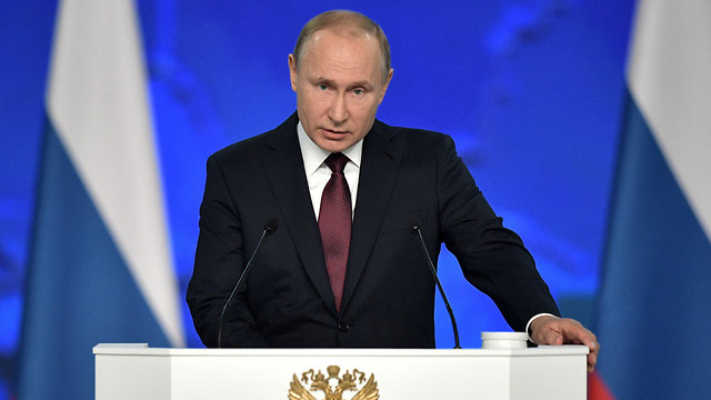 נשיא רוסיה ולדימיר פוטין נאום שנתי מצב האומה פרלמנט מוסקבה (צילום: רויטרס)