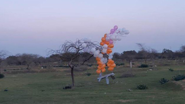 Связка воздушных шаров из Газы. Фото: пресс-служба регионального совета Эшколь