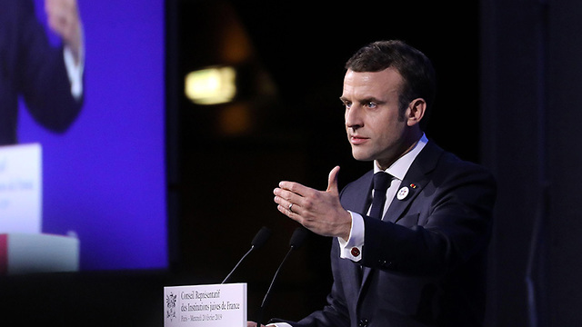 Macron speaking to representatives of the Jewish communities in France (Photo: AFP)