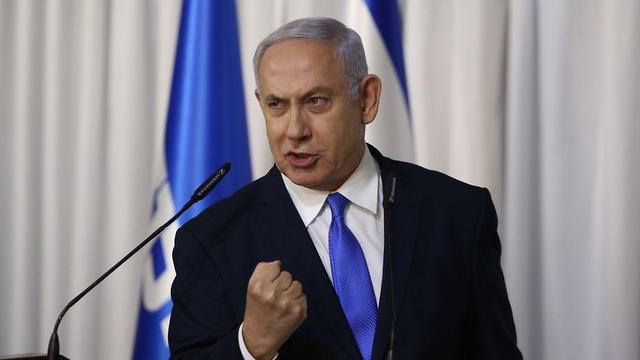 Prime Minister Netanyahu gives election speech after the Likud primaries (Photo: Avi Mualem)