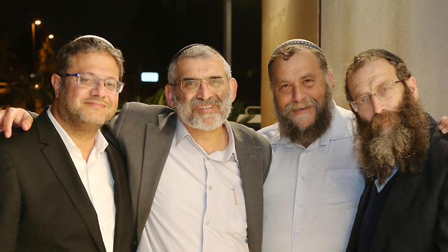 The Otzma Yehudit Party, including (L-R): Itamar Ben-Gvir, Michael Ben-Ari, Benzi Gopstein and Baruch Marzel (Photo: Avi Mualem)