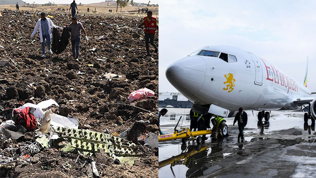 На месте аварии; самолет Ethiopian Airlines. Фото: EPA, AFP