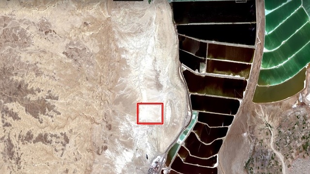 אזור ים המלח, אזור מישור עמיעד מסומן באדום (Photo: SENTITNEL -2  )