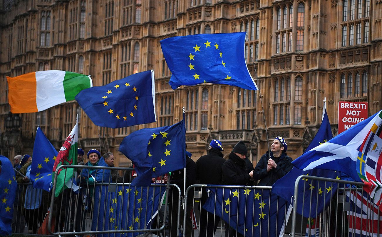 הפגנות לקראת הצבעה על הברקזיט בלונדון (צילום: AP)