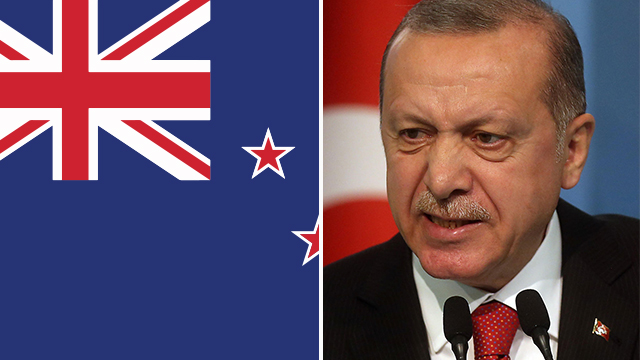 נשיא טורקיה רג'פ טאיפ ארדואן דגל ניו זילנד עימות (צילום : shtterstock , MCT)