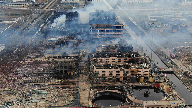 62 הרוגים לאחר פיצוץ במפעל כימי בסין, תצלומי אוויר של אחרי ההרס (צילום: AFP)
