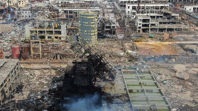 62 הרוגים לאחר פיצוץ במפעל כימי בסין, תצלומי אוויר של אחרי ההרס (צילום: AFP)