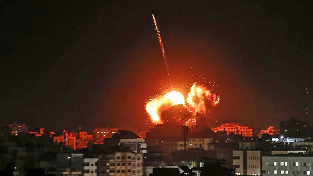 IAF strike on the office of Hamas leader Ismail Haniyeh in Gaza City (Photo: AFP)