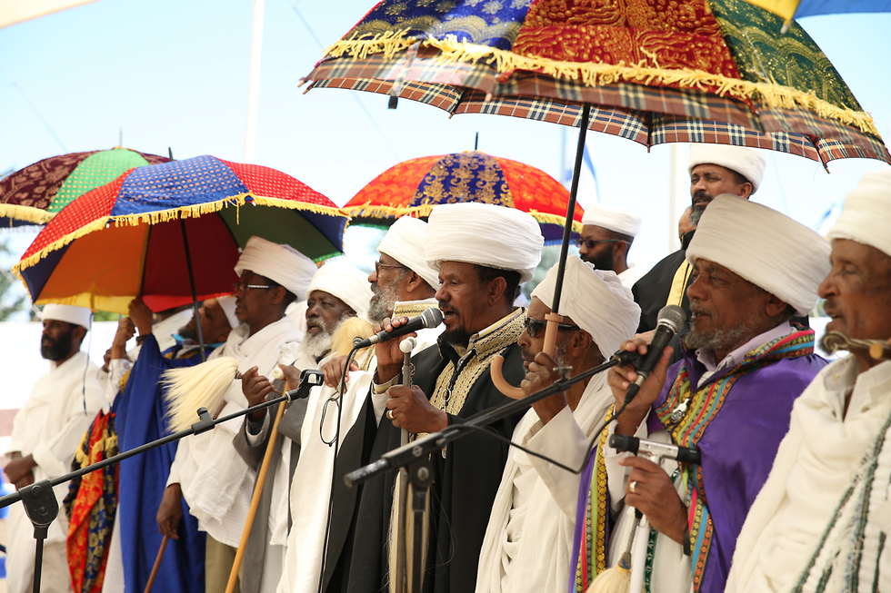 קייסים בטקס אזכרה לזכרם של יהודי אתיופיה (צילום: עמית שאבי)