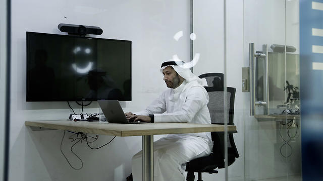 Careem co-founder Abdullah Elyas sits at a desk at the Careem office, in Riyadh, Saudi Arabia (Photo: AP) (Photo: AP)