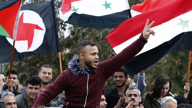 Protests in Quneitra againt the American recognition of Israeli rule over the Golan Heights  (Photo: AP)