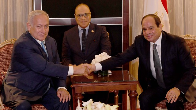 Benjamin Netanyahu and Egyptian President Sisi at the UN General Assembly in Sept. 2018 (Photo: GPO)