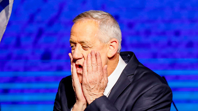 Gantz after hearing the results of the exit polls (Photo: AFP)