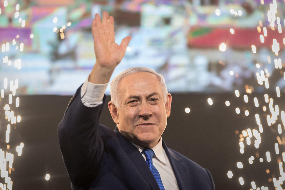 Benjamin Netanyahu celebrates his election victory, April 9, 2019 (Photo: MCT)