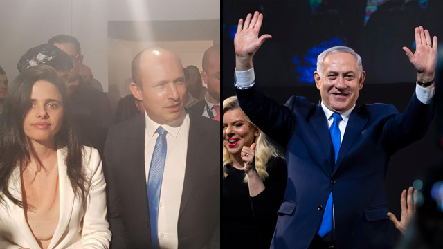 Leaders of the New Right Bennett and Shaked and Benjamin Netanyahu (Photo: EPA)