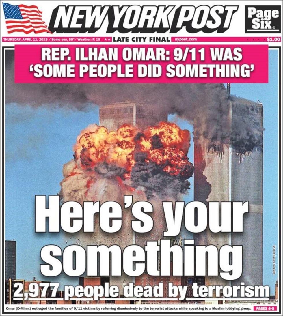 "Вот твое что-то – 2977 человек стали жертвой террора" - обложка газеты New York Post