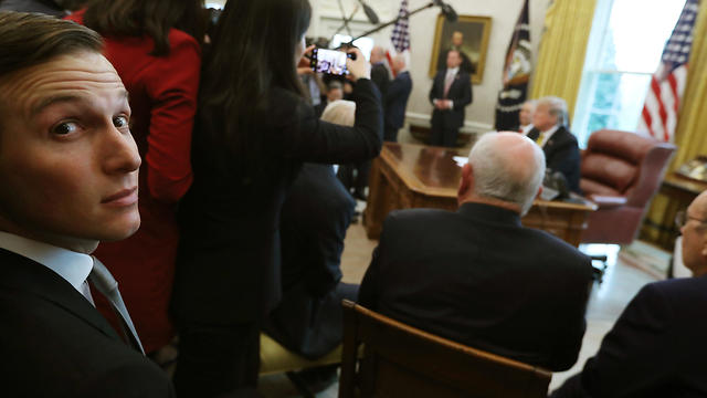 White House senior advisor Jared Kushner looks on as US President Trump speaks at the White House