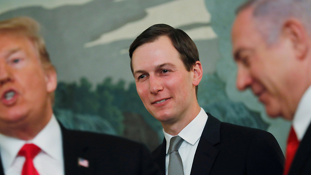White House adviser Jared Kushner with President Trump and Prime Minister Netanyahu (Photo: Reuters)