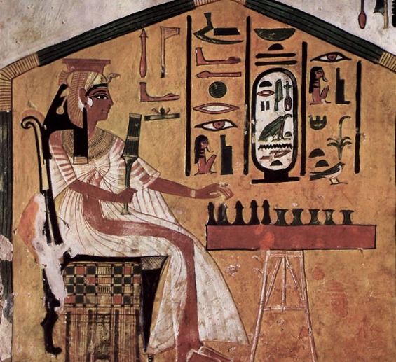 המלכה נפרטארי משחקת סֶנֶט במאה ה-13 לפני הספירה. ציור קיר מקברה (צילום: מתוך ויקיפדיה)