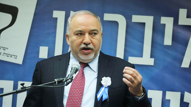 Avigdor Liberman at a meeting of his Yisrael Beytenu faction (Photo: Motti Kimchi) 