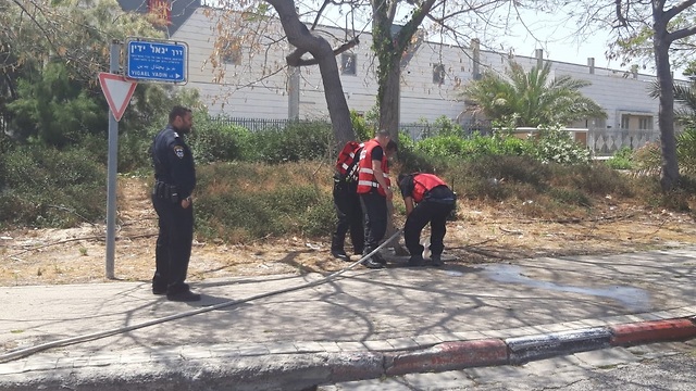 חשד לדליפת גז בצומת חלוצי התעשייה-יגאל ידין בחיפה (צילום: המשרד להגנת הסביבה)