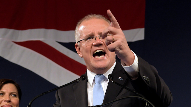 ראש ממשלת אוסטרליה סקוט מוריסון חוגג ניצחון בחירות (צילום: gettyimages)