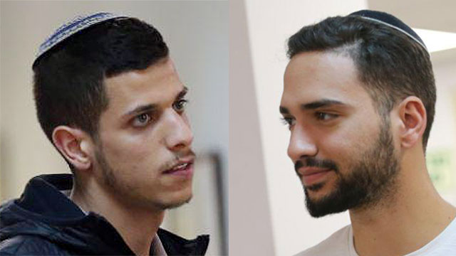מאור גמליאל ונתנאל סנדרוסי, שני החשודים בדריסה והפקרה של בן 11 בירושלים (צילום: אלכס קולומויסקי)