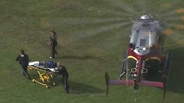Rescue workers unload a stretcher from a helicopter following a shooting incident at the municipal center in this still image from video in Virginia Beach, Virginia, U.S. May 31, 2019. (Photo: Reuters)