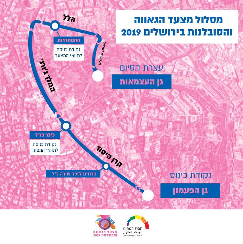 מסלול מצעד הגאווה והסובלנות בירושלים 2019 ()