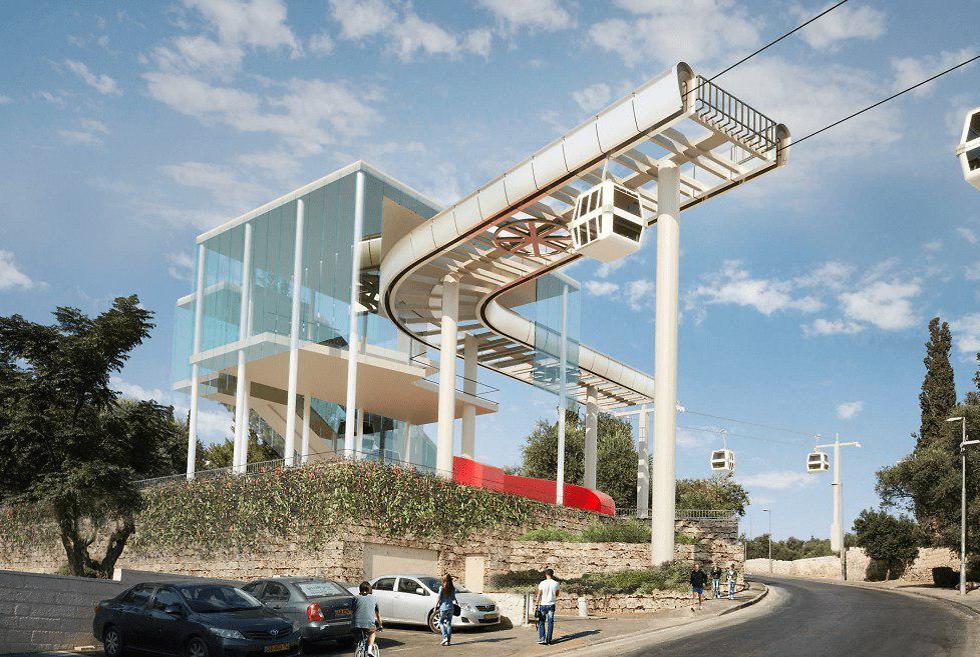הדמיית תחנת הרכבל לכותל בירושלים (צילום: הרשות לפיתוח ירושלים)