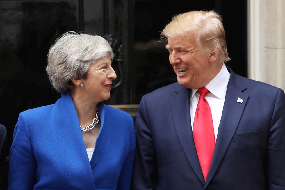 דונלד טראמפ פגישה עם תרזה מיי בריטניה לונדון (צילום: gettyimages)