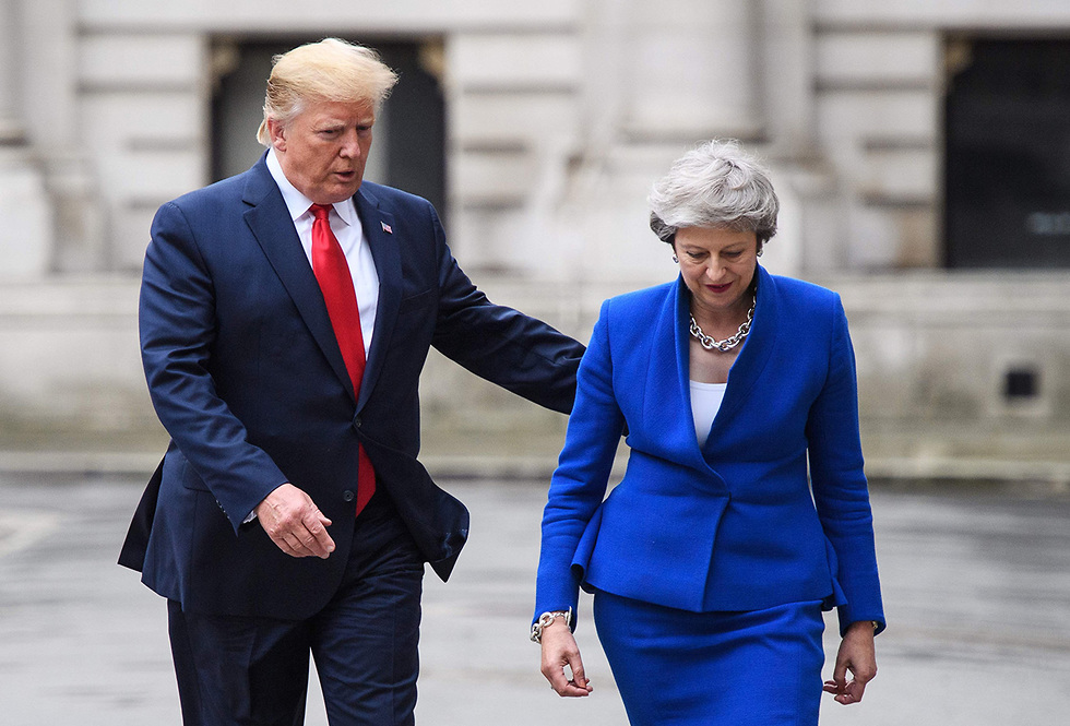 דונלד טראמפ פגישה עם תרזה מיי בריטניה לונדון (צילום: AFP)