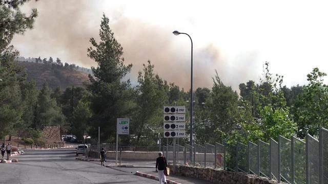 שריפה אבן ספיר כניסה ל ירושלים (צילום: אביטל שרה כהן, TPS)