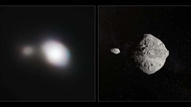האסטרואיד 1999 KW4 והירח שלו (צילום: ESO)