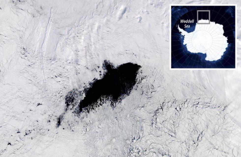 פוליניה מים נפערו בקרח אנטארקטיקה ()