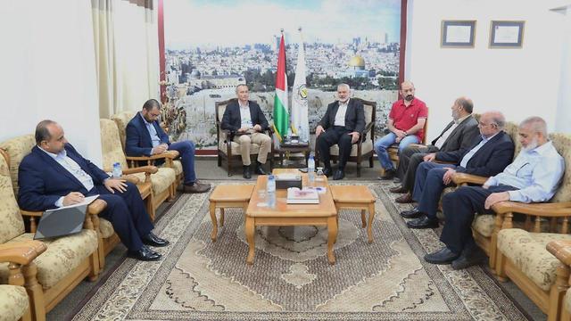 UN envoy Nickolay Mladenov meeting with Hamas leader Ismail Haniyeh in Gaza