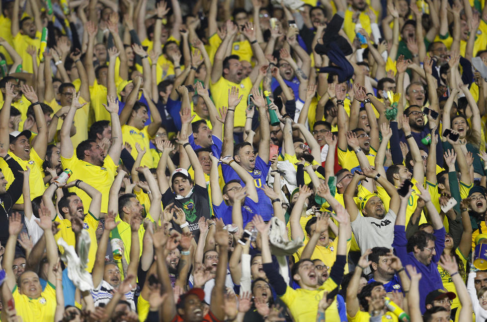 אוהדי נבחרת ברזיל באקסטזה (צילום: AP)