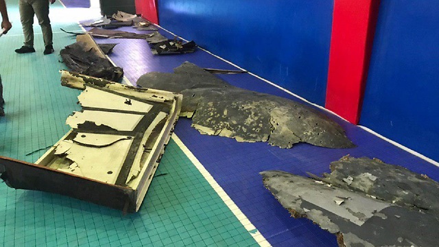 Debris of the U.S. Navy drone shot down Thursday