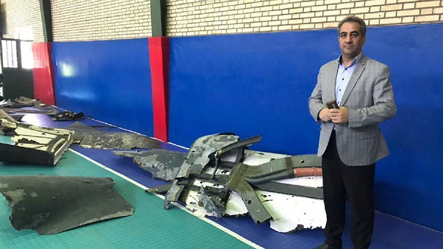 Debris of the U.S. Navy drone shot down Thursday