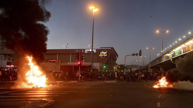  הפגנת האתיופים בחיפה נגד המשטרה (צילום: גיל נחושתן)