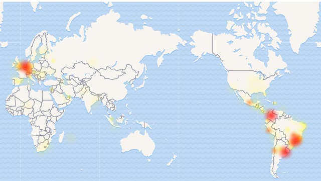 מפת השיבושים בוואטסאפ לפי נתוני האתר (צילום מסך)