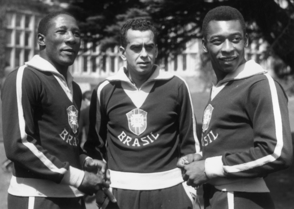 סאנטוס, זיטו ופלה שחקני עבר של ברזיל (צילום: גטי אימג'ס)