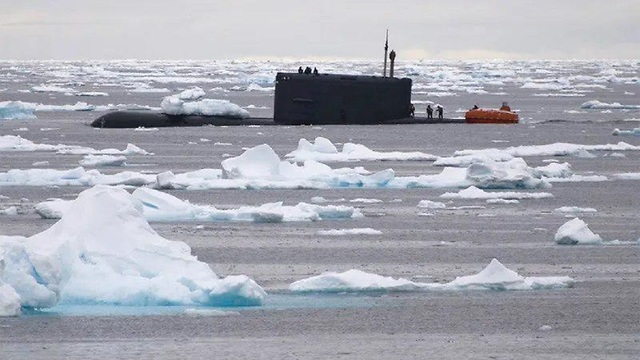 Russian Submarine in the arctic sea