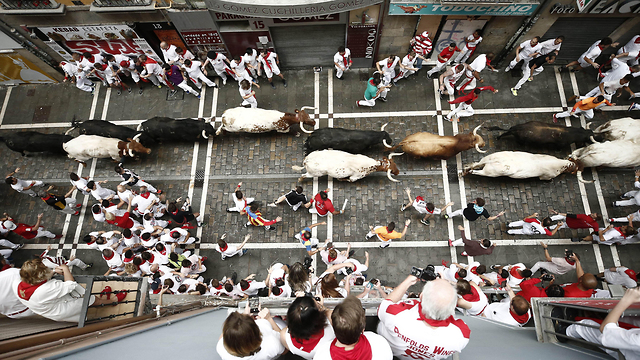 ספרד פסטיבל סן פרמין שוורים ריצה (צילום: EPA)