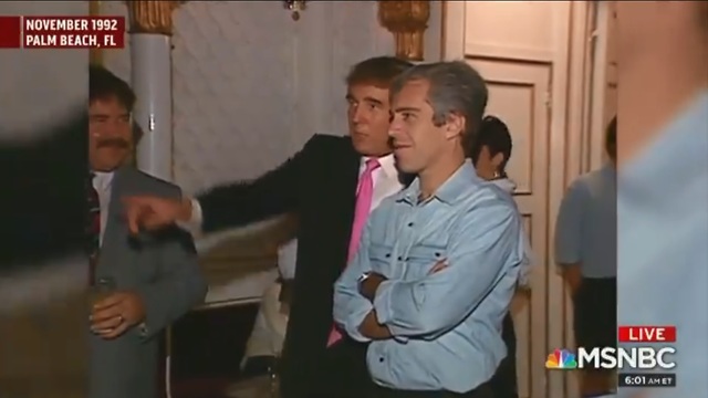 דונלד טראמפ ג'פרי אפשטיין מסיבה מאר א-לאגו פלורידה ב-1992 (צילום: רשת NBC)