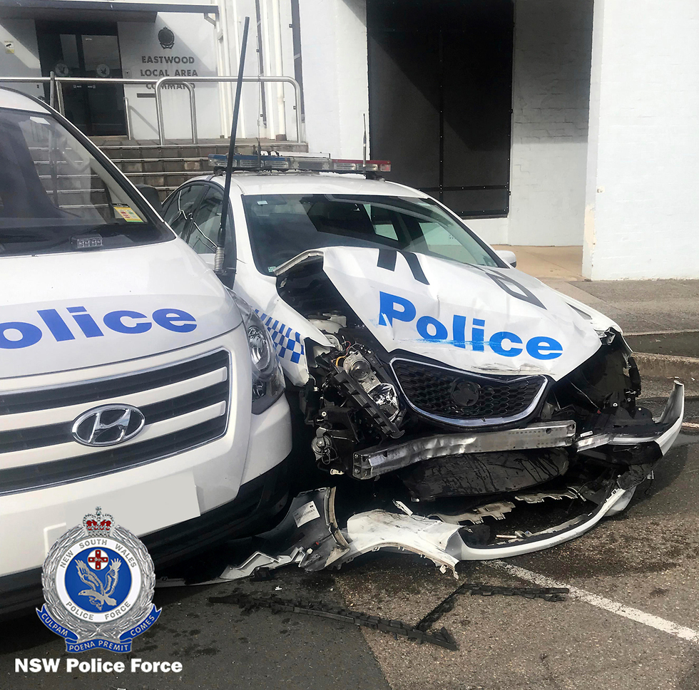 רכב עם סמים התנגש בניידת משטרה אוסטרליה (צילום: AP)