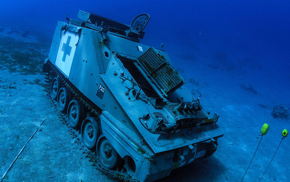 טנקים ב עקבה ירדן מוזיאון צבאי מתחת למים (צילום: AFP)