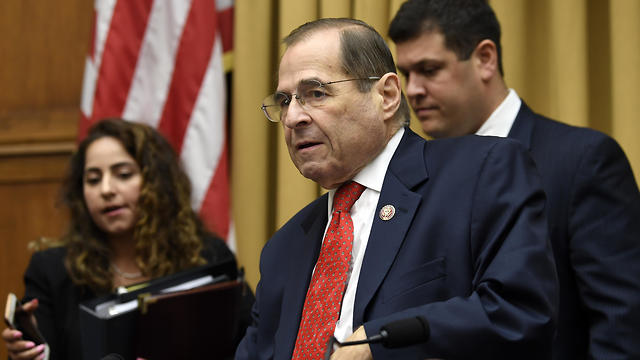 House Judiciary Committee Chairman Jerrold Nadler, D-N.Y., center, gets up from his seat following a hearing before his committee with former special counsel Robert Mueller on Capitol Hill in Washington, July 24, 2019